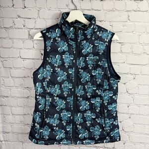 The North Face Floral Quilted Puffer Vest Womens M Goose Down